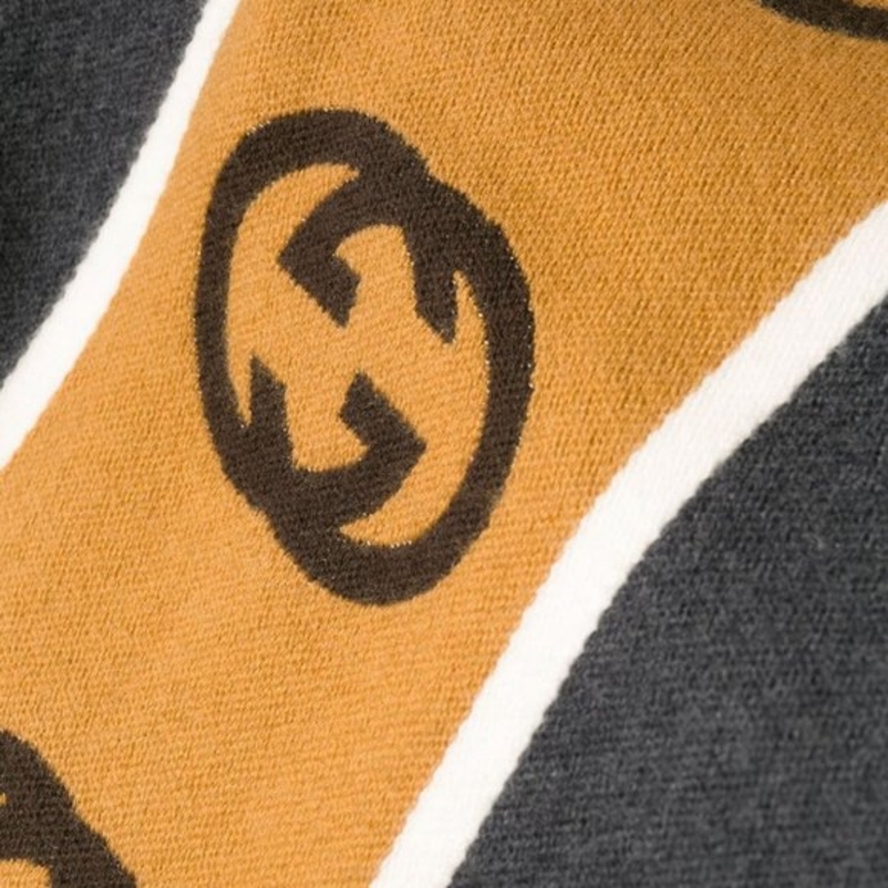 Gucci Wool poncho with Interlocking G stripe in Gr - Picture 4 of 4